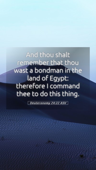 Picture 05 - Deuteronomy 24:22 ASV Mobile Phone Wallpaper - And thou shalt remember that thou wast a bondman - Mobile Bible Verse Wallpaper