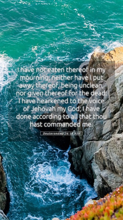 Picture 05 - Deuteronomy 26:14 ASV Mobile Phone Wallpaper - I have not eaten thereof in my mourning, neither - Mobile Bible Verse Wallpaper
