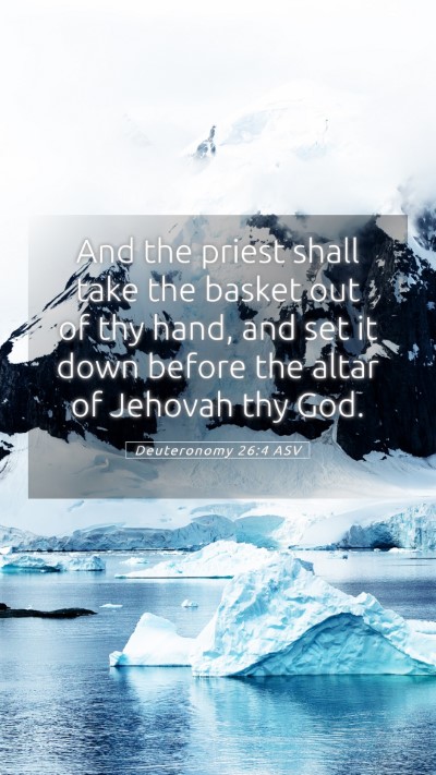 Picture 05 - Deuteronomy 26:4 ASV Mobile Phone Wallpaper - And the priest shall take the basket out of thy - Mobile Bible Verse Wallpaper