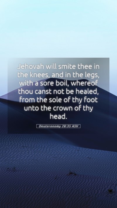 Picture 05 - Deuteronomy 28:35 ASV Mobile Phone Wallpaper - Jehovah will smite thee in the knees, and in the - Mobile Bible Verse Wallpaper