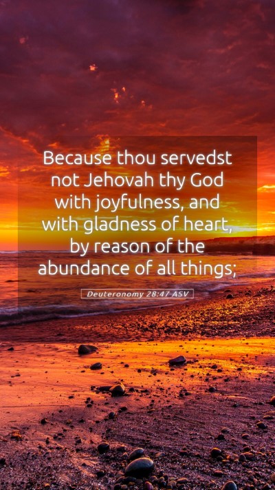 Picture 05 - Deuteronomy 28:47 ASV Mobile Phone Wallpaper - Because thou servedst not Jehovah thy God with - Mobile Bible Verse Wallpaper
