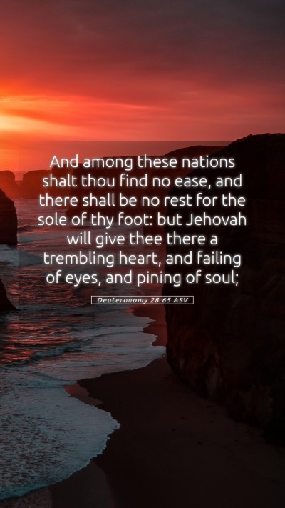 Picture 05 - Deuteronomy 28:65 ASV Mobile Phone Wallpaper - And among these nations shalt thou find no ease, - Mobile Bible Verse Wallpaper