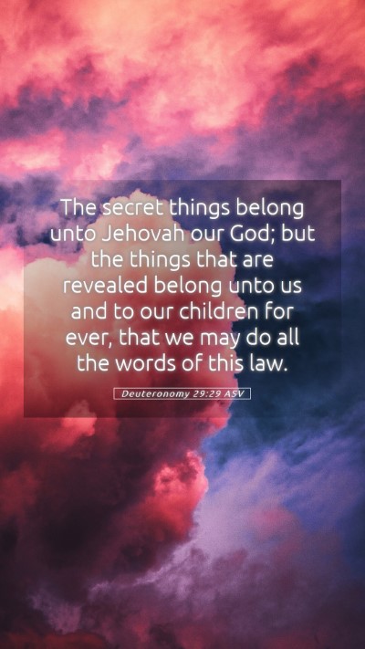 Picture 05 - Deuteronomy 29:29 ASV Mobile Phone Wallpaper - The secret things belong unto Jehovah our God; - Mobile Bible Verse Wallpaper