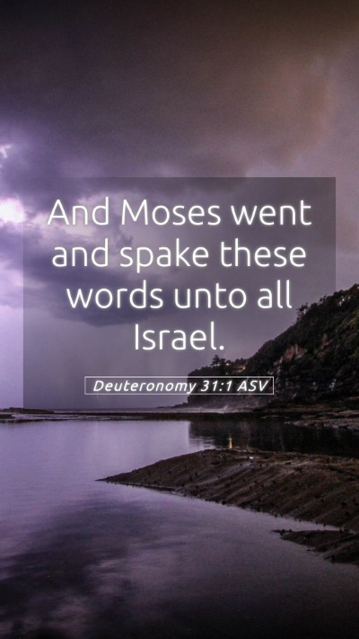 Picture 05 - Deuteronomy 31:1 ASV Mobile Phone Wallpaper - And Moses went and spake these words unto all - Mobile Bible Verse Wallpaper