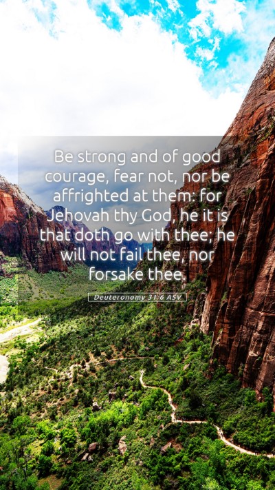 Picture 05 - Deuteronomy 31:6 ASV Mobile Phone Wallpaper - Be strong and of good courage, fear not, nor be - Mobile Bible Verse Wallpaper
