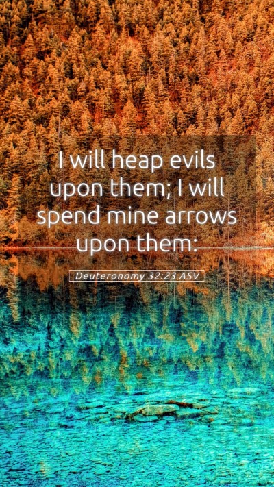 Picture 05 - Deuteronomy 32:23 ASV Mobile Phone Wallpaper - I will heap evils upon them; I will spend mine - Mobile Bible Verse Wallpaper
