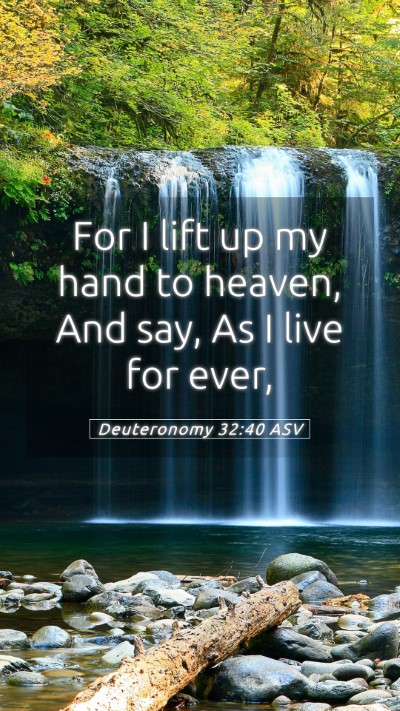 Picture 05 - Deuteronomy 32:40 ASV Mobile Phone Wallpaper - For I lift up my hand to heaven, And say, As I - Mobile Bible Verse Wallpaper
