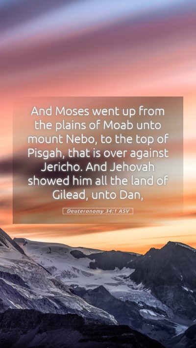 Picture 05 - Deuteronomy 34:1 ASV Mobile Phone Wallpaper - And Moses went up from the plains of Moab unto - Mobile Bible Verse Wallpaper