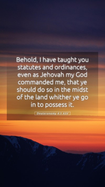 Picture 05 - Deuteronomy 4:5 ASV Mobile Phone Wallpaper - Behold, I have taught you statutes and - Mobile Bible Verse Wallpaper