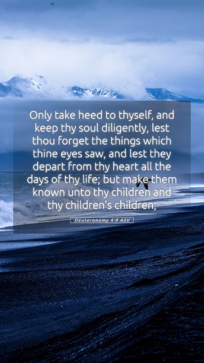 Picture 05 - Deuteronomy 4:9 ASV Mobile Phone Wallpaper - Only take heed to thyself, and keep thy soul - Mobile Bible Verse Wallpaper