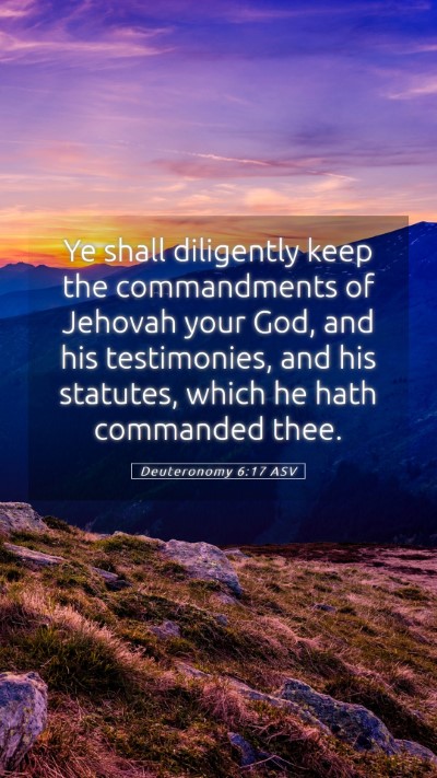 Picture 05 - Deuteronomy 6:17 ASV Mobile Phone Wallpaper - Ye shall diligently keep the commandments of - Mobile Bible Verse Wallpaper