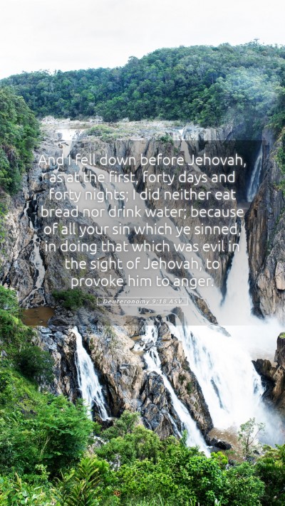 Picture 05 - Deuteronomy 9:18 ASV Mobile Phone Wallpaper - And I fell down before Jehovah, as at the first, - Mobile Bible Verse Wallpaper