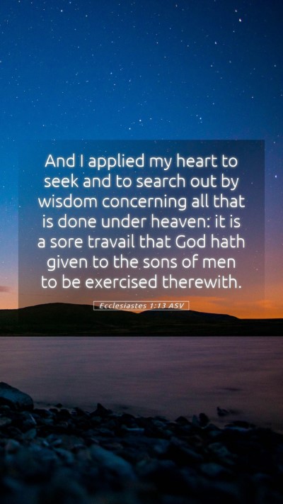 Picture 05 - Ecclesiastes 1:13 ASV Mobile Phone Wallpaper - And I applied my heart to seek and to search out - Mobile Bible Verse Wallpaper