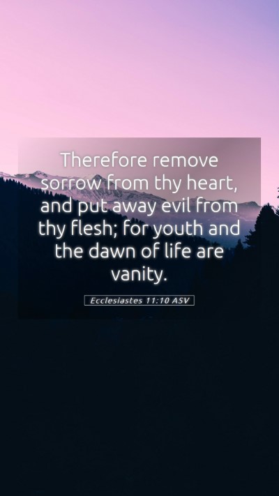 Picture 05 - Ecclesiastes 11:10 ASV Mobile Phone Wallpaper - Therefore remove sorrow from thy heart, and put - Mobile Bible Verse Wallpaper