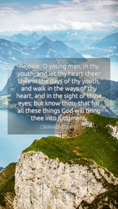 Picture 05 - Ecclesiastes 11:9 ASV Mobile Phone Wallpaper - Rejoice, O young man, in thy youth, and let thy - Mobile Bible Verse Wallpaper
