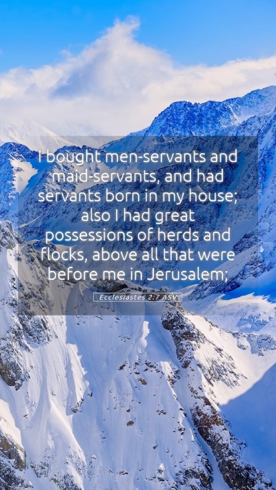 Picture 05 - Ecclesiastes 2:7 ASV Mobile Phone Wallpaper - I bought men-servants and maid-servants, and had - Mobile Bible Verse Wallpaper