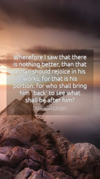 Picture 05 - Ecclesiastes 3:22 ASV Mobile Phone Wallpaper - Wherefore I saw that there is nothing better, - Mobile Bible Verse Wallpaper
