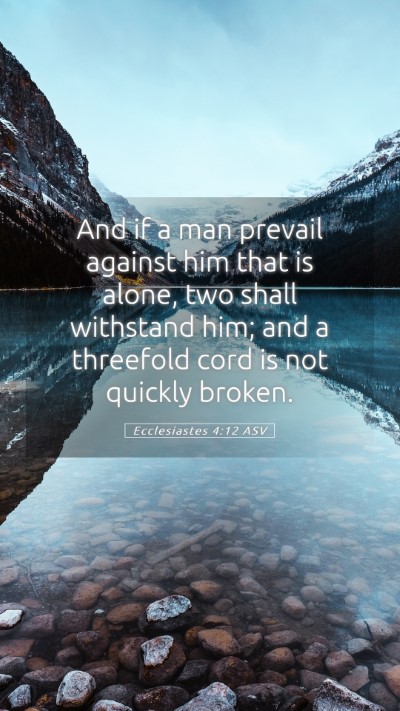 Picture 05 - Ecclesiastes 4:12 ASV Mobile Phone Wallpaper - And if a man prevail against him that is alone, - Mobile Bible Verse Wallpaper