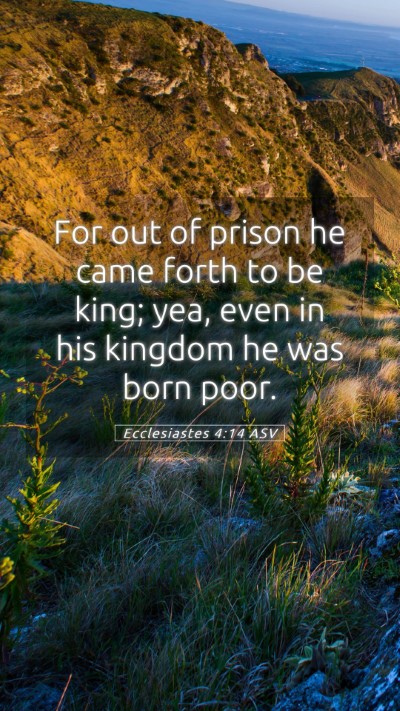 Picture 05 - Ecclesiastes 4:14 ASV Mobile Phone Wallpaper - For out of prison he came forth to be king; yea, - Mobile Bible Verse Wallpaper