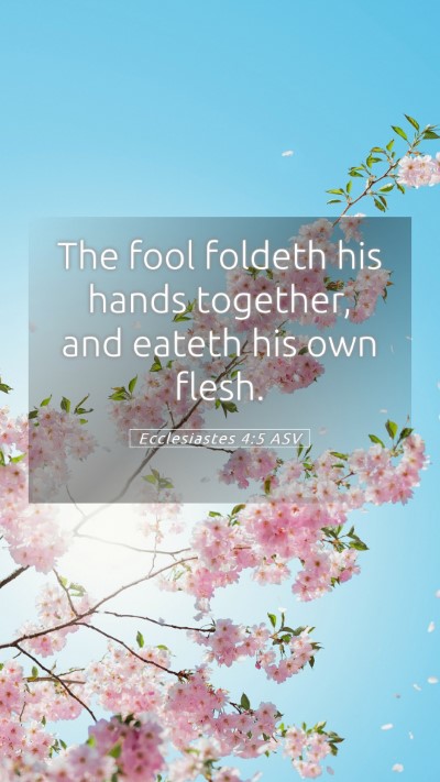 Picture 05 - Ecclesiastes 4:5 ASV Mobile Phone Wallpaper - The fool foldeth his hands together, and eateth - Mobile Bible Verse Wallpaper