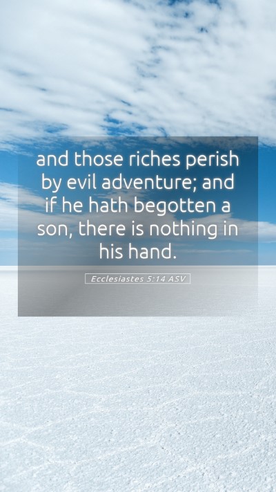 Picture 05 - Ecclesiastes 5:14 ASV Mobile Phone Wallpaper - and those riches perish by evil adventure; and if - Mobile Bible Verse Wallpaper