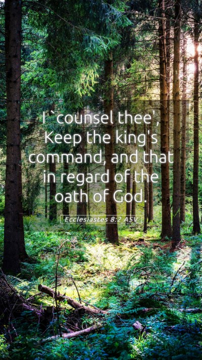 Picture 05 - Ecclesiastes 8:2 ASV Mobile Phone Wallpaper - I `counsel thee', Keep the king's command, and - Mobile Bible Verse Wallpaper