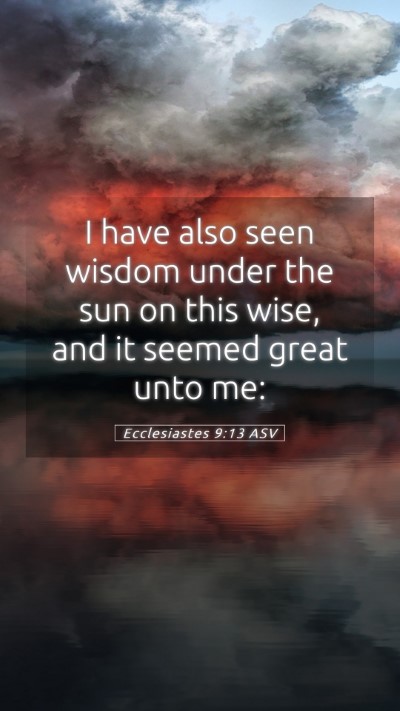 Picture 05 - Ecclesiastes 9:13 ASV Mobile Phone Wallpaper - I have also seen wisdom under the sun on this - Mobile Bible Verse Wallpaper