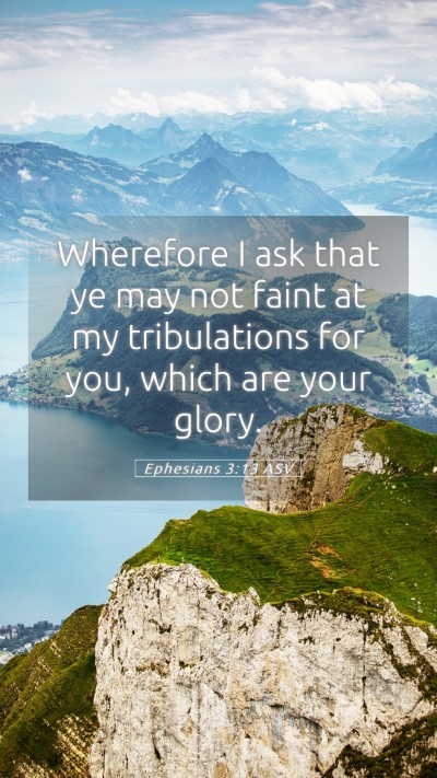 Picture 05 - Ephesians 3:13 ASV Mobile Phone Wallpaper - Wherefore I ask that ye may not faint at my - Mobile Bible Verse Wallpaper