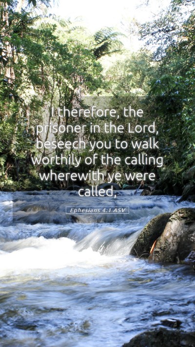 Picture 05 - Ephesians 4:1 ASV Mobile Phone Wallpaper - I therefore, the prisoner in the Lord, beseech - Mobile Bible Verse Wallpaper