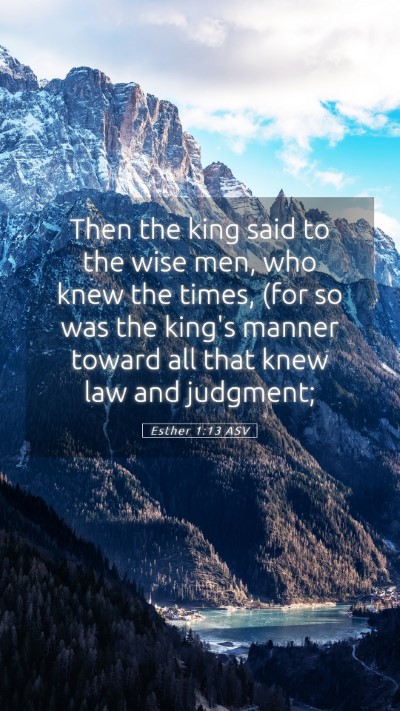 Picture 05 - Esther 1:13 ASV Mobile Phone Wallpaper - Then the king said to the wise men, who knew the - Mobile Bible Verse Wallpaper