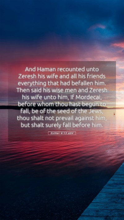 Picture 05 - Esther 6:13 ASV Mobile Phone Wallpaper - And Haman recounted unto Zeresh his wife and all - Mobile Bible Verse Wallpaper