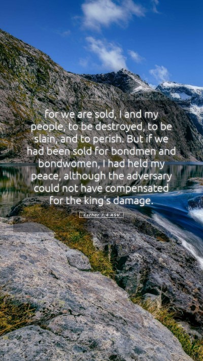 Picture 05 - Esther 7:4 ASV Mobile Phone Wallpaper - for we are sold, I and my people, to be - Mobile Bible Verse Wallpaper