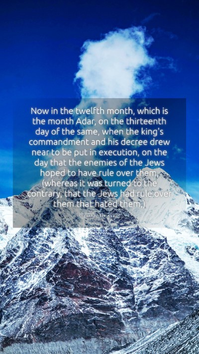 Picture 05 - Esther 9:1 ASV Mobile Phone Wallpaper - Now in the twelfth month, which is the month - Mobile Bible Verse Wallpaper