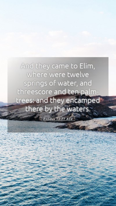 Picture 05 - Exodus 15:27 ASV Mobile Phone Wallpaper - And they came to Elim, where were twelve springs - Mobile Bible Verse Wallpaper