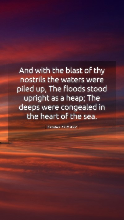 Picture 05 - Exodus 15:8 ASV Mobile Phone Wallpaper - And with the blast of thy nostrils the waters - Mobile Bible Verse Wallpaper