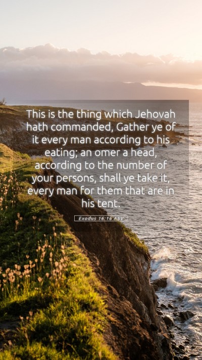 Picture 05 - Exodus 16:16 ASV Mobile Phone Wallpaper - This is the thing which Jehovah hath commanded, - Mobile Bible Verse Wallpaper