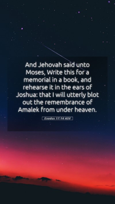 Picture 05 - Exodus 17:14 ASV Mobile Phone Wallpaper - And Jehovah said unto Moses, Write this for a - Mobile Bible Verse Wallpaper