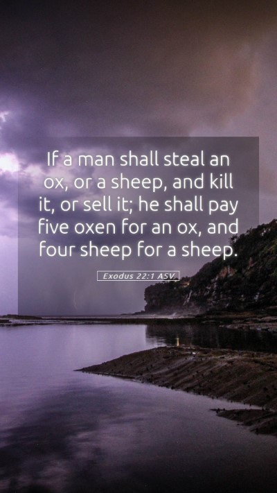 Picture 05 - Exodus 22:1 ASV Mobile Phone Wallpaper - If a man shall steal an ox, or a sheep, and kill - Mobile Bible Verse Wallpaper