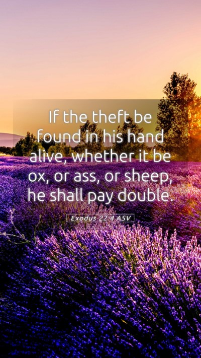 Picture 05 - Exodus 22:4 ASV Mobile Phone Wallpaper - If the theft be found in his hand alive, whether - Mobile Bible Verse Wallpaper