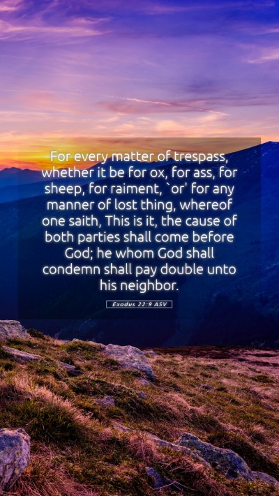 Picture 05 - Exodus 22:9 ASV Mobile Phone Wallpaper - For every matter of trespass, whether it be for - Mobile Bible Verse Wallpaper