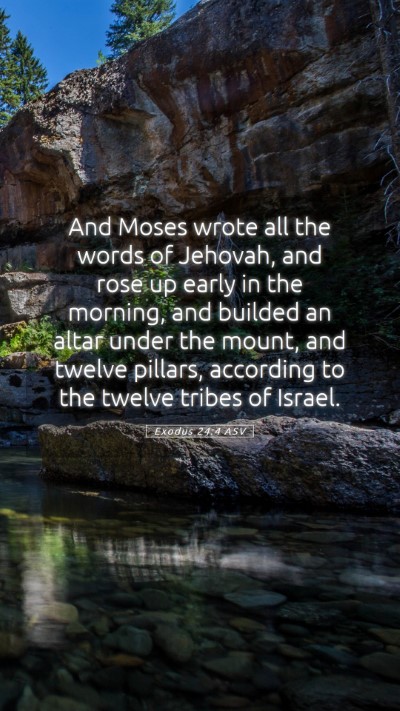 Picture 05 - Exodus 24:4 ASV Mobile Phone Wallpaper - And Moses wrote all the words of Jehovah, and - Mobile Bible Verse Wallpaper
