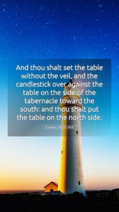 Picture 05 - Exodus 26:35 ASV Mobile Phone Wallpaper - And thou shalt set the table without the veil, - Mobile Bible Verse Wallpaper