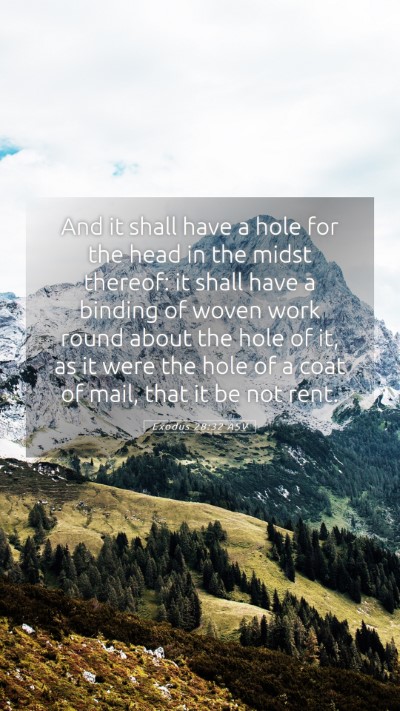 Picture 05 - Exodus 28:32 ASV Mobile Phone Wallpaper - And it shall have a hole for the head in the - Mobile Bible Verse Wallpaper