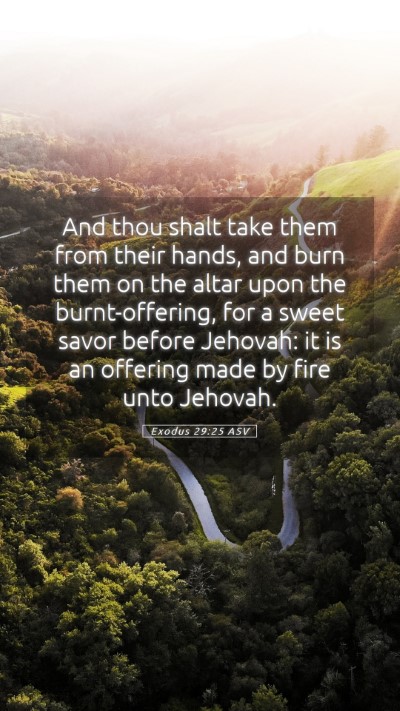 Picture 05 - Exodus 29:25 ASV Mobile Phone Wallpaper - And thou shalt take them from their hands, and - Mobile Bible Verse Wallpaper