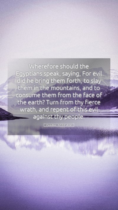 Picture 05 - Exodus 32:12 ASV Mobile Phone Wallpaper - Wherefore should the Egyptians speak, saying, For - Mobile Bible Verse Wallpaper