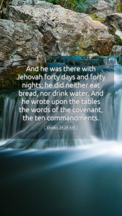 Picture 05 - Exodus 34:28 ASV Mobile Phone Wallpaper - And he was there with Jehovah forty days and - Mobile Bible Verse Wallpaper