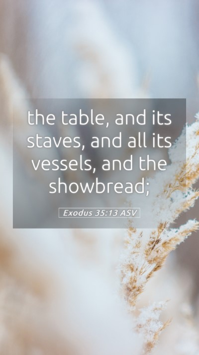 Picture 05 - Exodus 35:13 ASV Mobile Phone Wallpaper - the table, and its staves, and all its vessels, - Mobile Bible Verse Wallpaper