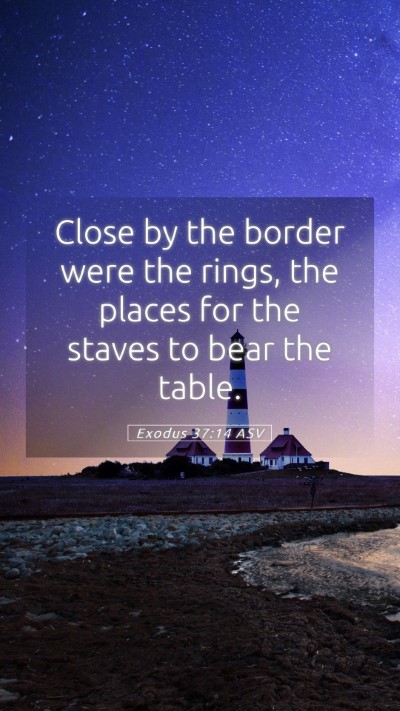Picture 05 - Exodus 37:14 ASV Mobile Phone Wallpaper - Close by the border were the rings, the places - Mobile Bible Verse Wallpaper