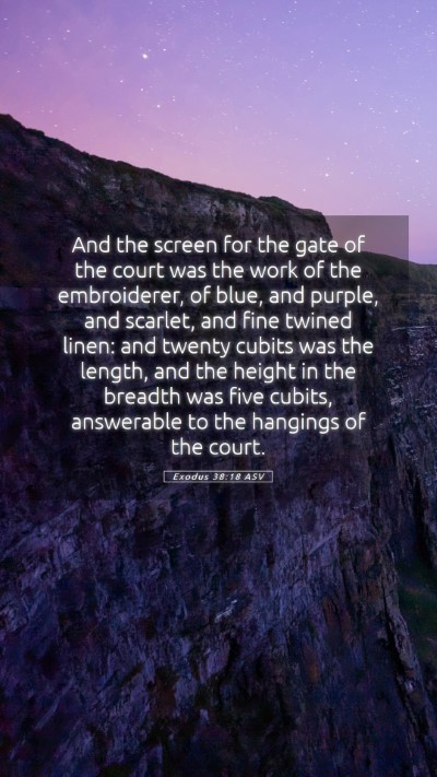 Picture 05 - Exodus 38:18 ASV Mobile Phone Wallpaper - And the screen for the gate of the court was the - Mobile Bible Verse Wallpaper