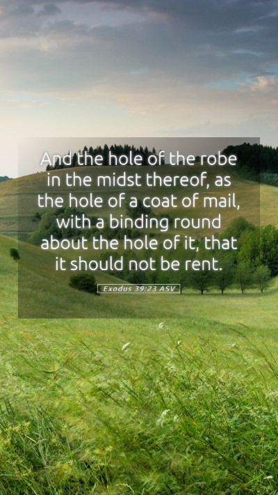 Picture 05 - Exodus 39:23 ASV Mobile Phone Wallpaper - And the hole of the robe in the midst thereof, as - Mobile Bible Verse Wallpaper